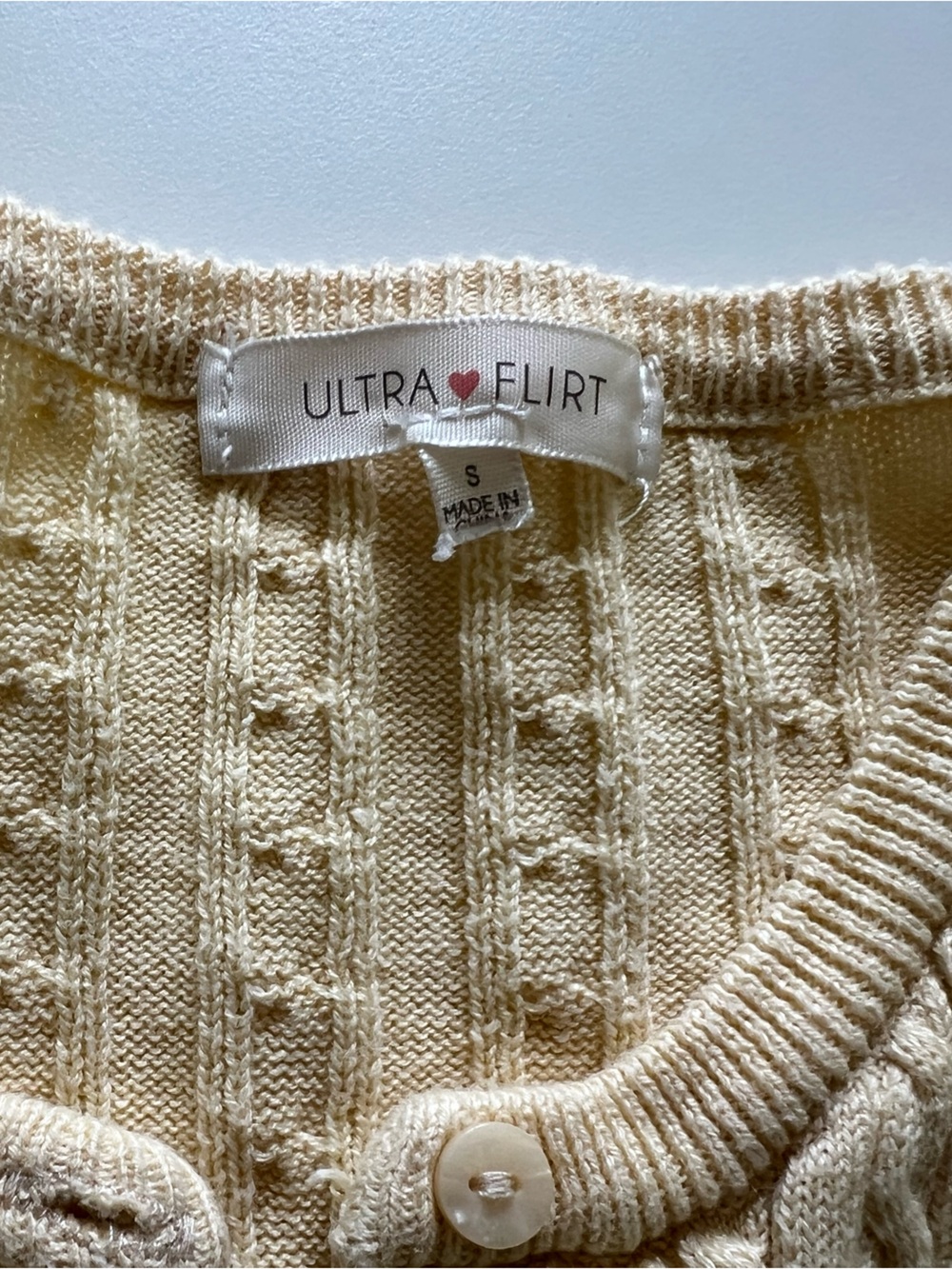 Cream Cable Knit Button-Front Sweater - Women - Picture 3 of 3